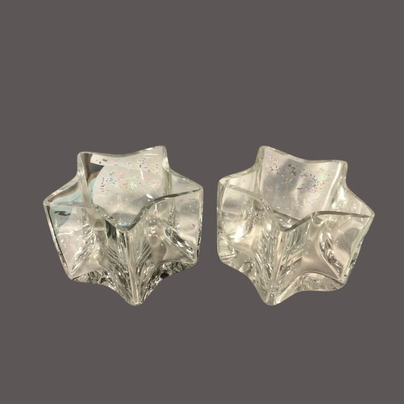 Star Shaped Clear Glass Bowls Candle Holder Candy dish Lot 2 - Picture 1 of 5